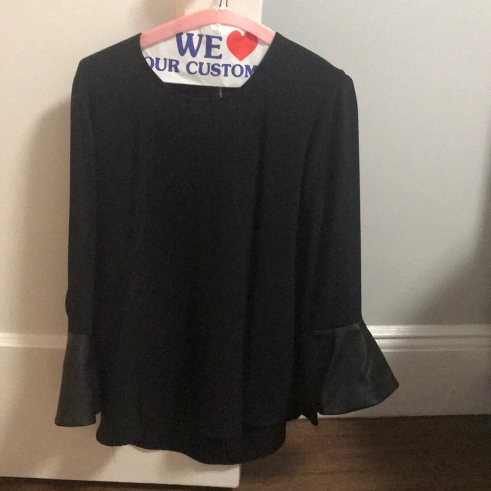 Black top with leather cuff
